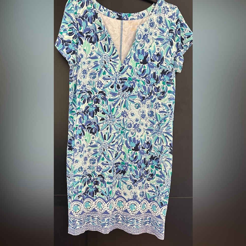 Lilly Pulitzer Blue & Green Floral Midi Dress